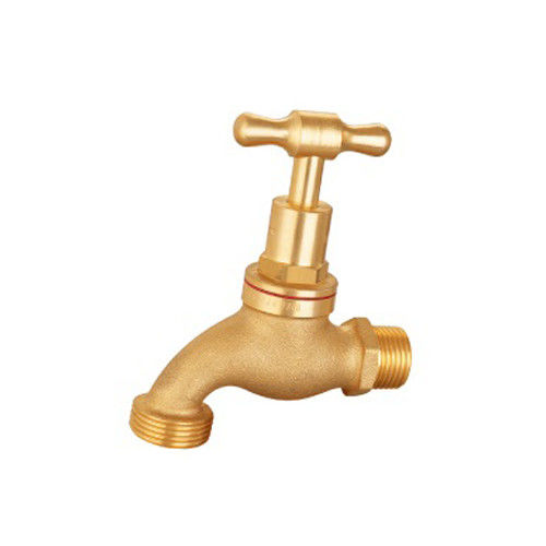 ANSI Male Threaded Hose Bib Brass Bibcock Valve With Ball Core And Brass Body Handle