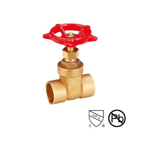 Solder Ends Brass Gate Valve Casting Body Water Gate Valve Connect Manual Power Black Handwheel