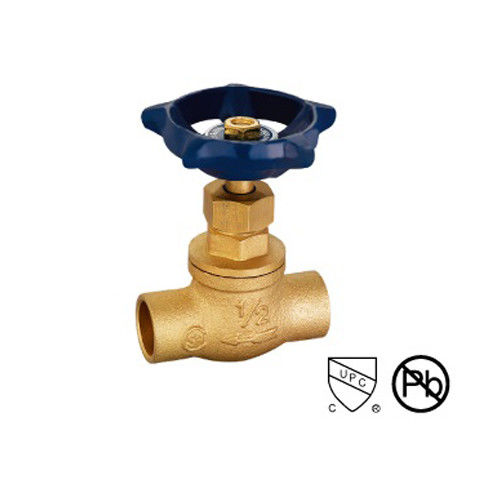 3/8&quot;-3/4&quot; Solder Ends Connect Brass Stop Valve Straight Through Type Renewable Seat And Disc